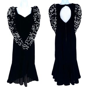 vintage velvet evening dress sequin 80s Dave &‎ Johnny